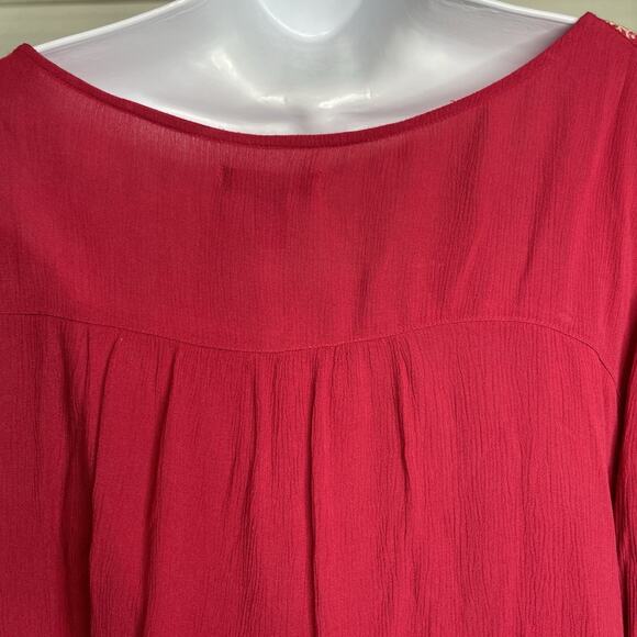 Gap Women's Pink Embroidered Peasant Blouse Size XXL Tassels Boho Festival Indie - Picture 10 of 11